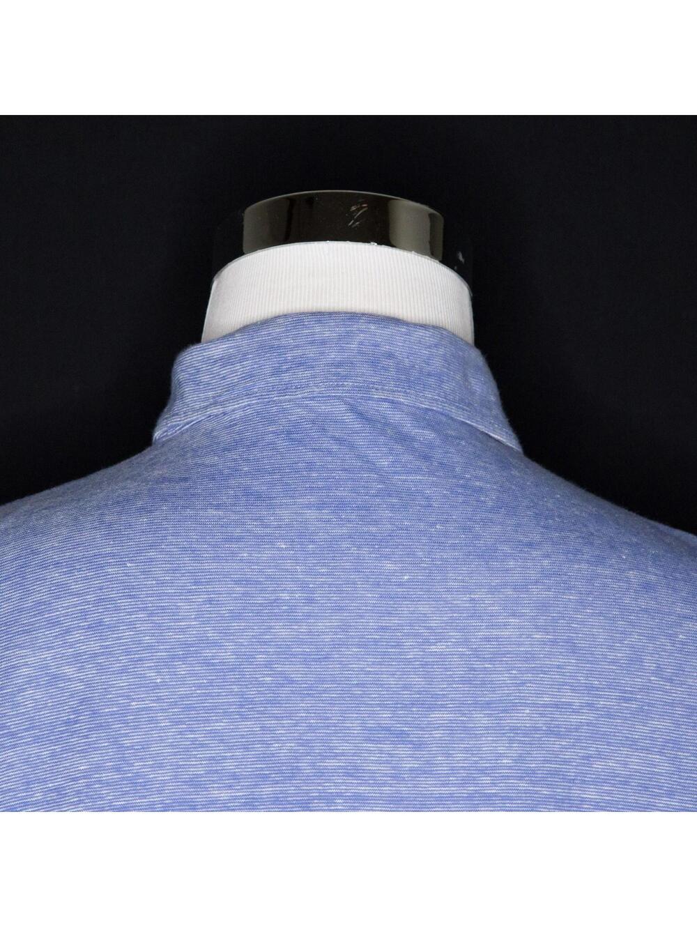 Men's ISAIA Napoli Blue Striped Linen Short Sleeve Polo Shirt Sz XXL / 2XL - Picture 4 of 6